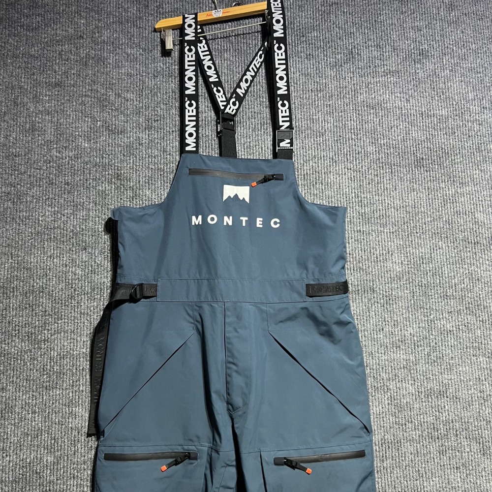Montec Arch Snowboard Bib Pants Mens L Blue Black Ski Overalls FW24 Waterproof